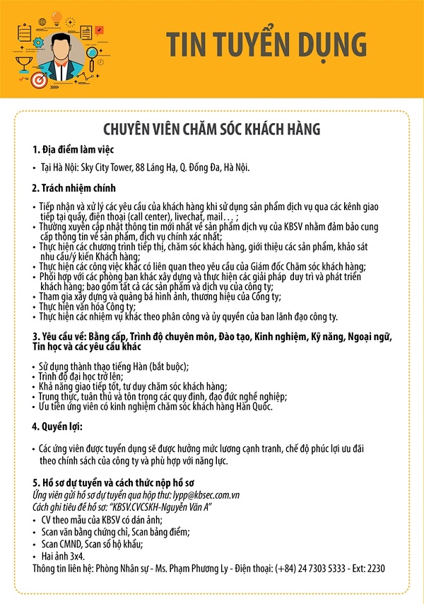 Mẫu đăng tin tuyển chuyên viên chăm sóc khách hàng